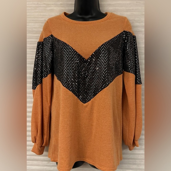 Twenty Second Apricot Sweater with Spangle Shimmer Sequins Size S NEW! - Picture 7 of 11